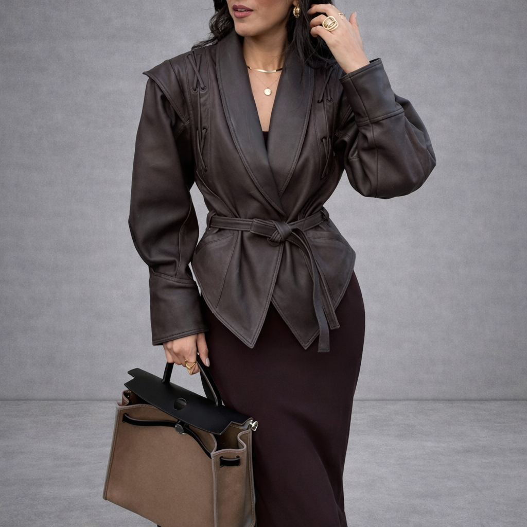 Chaqueta con cinturón para mujer